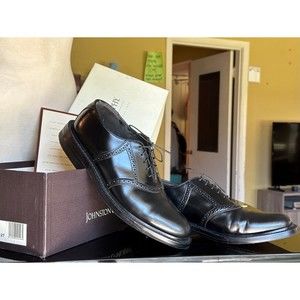 Vtg Men's Johnston & Murphy Black BILTRITE Polished Leather Oxford Dress Shoes